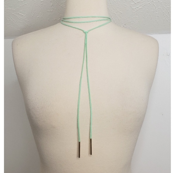 Unknown Jewelry - Boho Seafoam Green Leather Choker Necklace
